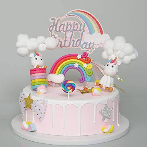 Cloud Rainbow And Unicorn Cake Toppers Kit Set Of 7Kids Girls
