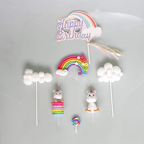Cloud Rainbow And Unicorn Cake Toppers Kit Set Of 7Kids Girls