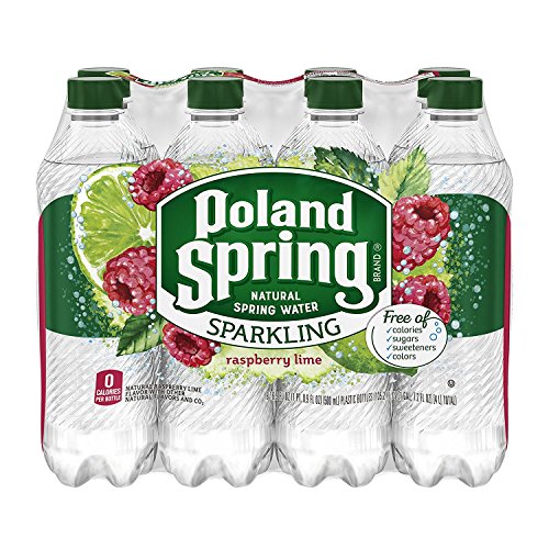 Poland Spring Sparkling Natural Spring Water, Raspberry Lime, 16...