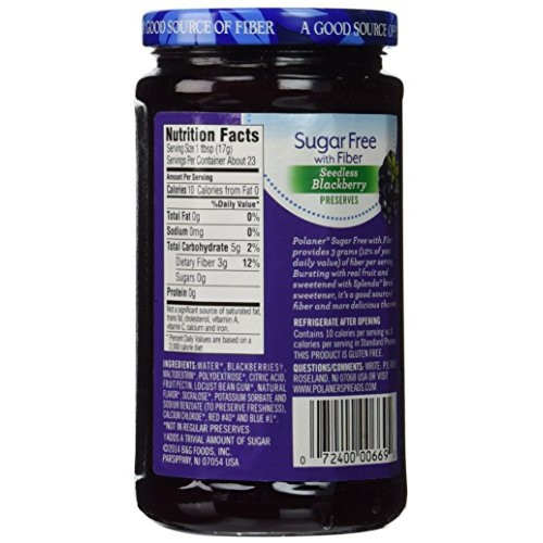 Polaner Seedless Blackberry Preserves Sugar Free With Fiber, 13.