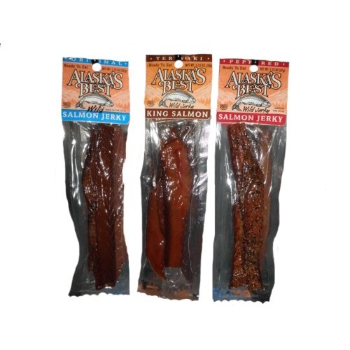 Polar Bear Gifts Alaska Smoked King Salmon Jerky Sampler 3 Pack