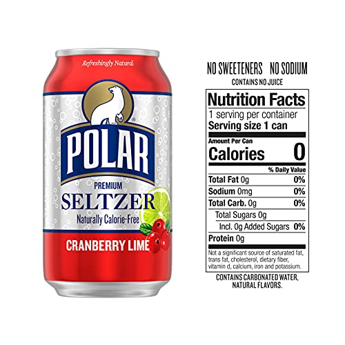 Polar Seltzer Water Cranberry Lime, 12 fl oz cans, 24 pack
