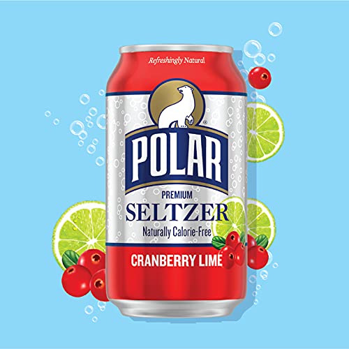 Polar Seltzer Water Cranberry Lime, 12 fl oz cans, 24 pack