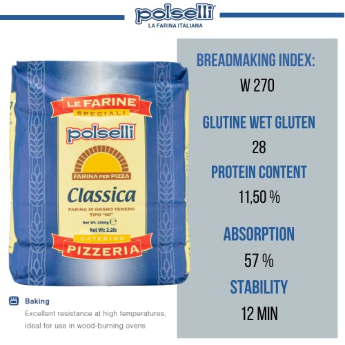 POLSELLI Classica, Tipo "00" Double Zero Flour Extra Fine, 11 lb...