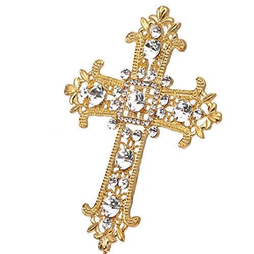 Pomeat Cross Rhinestone Crystal Gold Cake Decoration Topper