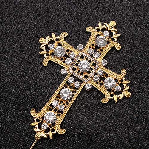 Pomeat Cross Rhinestone Crystal Gold Cake Decoration Topper