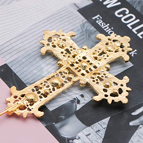 Pomeat Cross Rhinestone Crystal Gold Cake Decoration Topper
