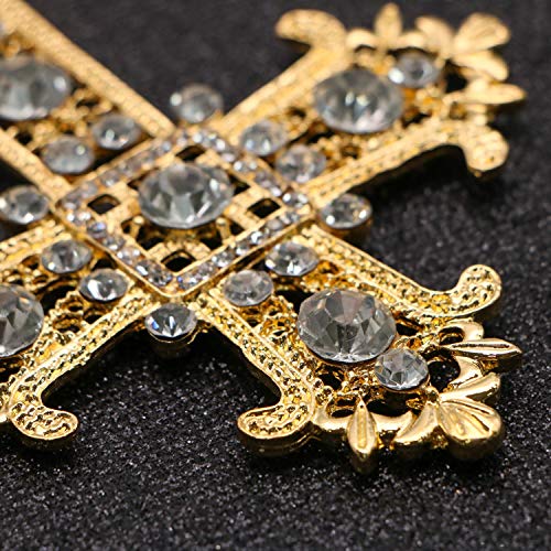 Pomeat Cross Rhinestone Crystal Gold Cake Decoration Topper