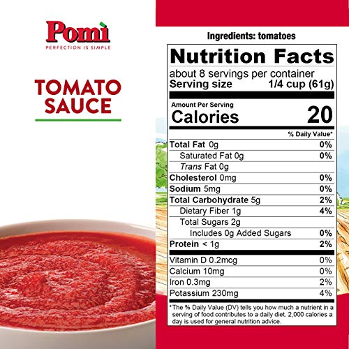 Pomì Tomato Sauce - Made From 100% Fresh Italian Tomatoes - 17.6