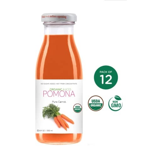 Pomona Organic Carrot Juice Pack Of 12, Cold Pressed Usda Orga