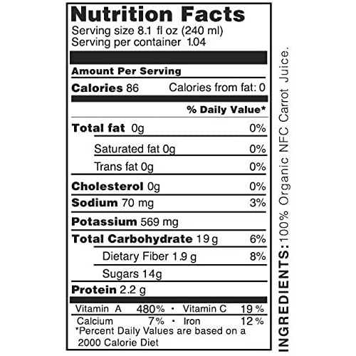 Pomona Organic Carrot Juice Pack Of 12, Cold Pressed Usda Orga