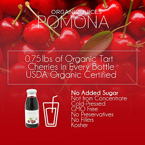 Pomona Organic Juices Pure Tart Cherry Juice, 8.4 Ounce Bottle