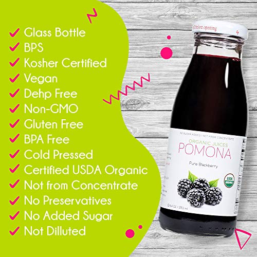 Pomona Organic Pure Blackberry Juice, 8.4 Ounce Bottle Pack Of
