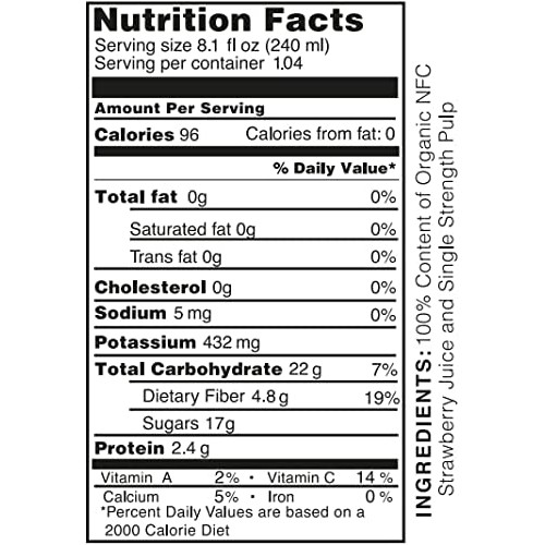 Pomona Organic Strawberry Juice Pack Of 12, Cold Pressed Usda