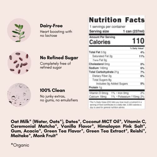 Pop & Bottle, Oat Milk Matcha Lattes - Matcha with Reishi and Ma...