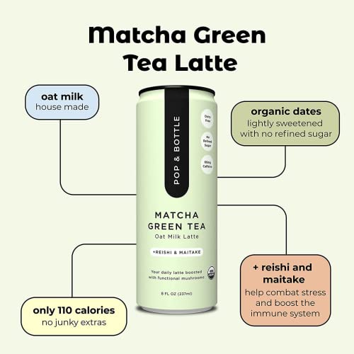 Pop & Bottle, Oat Milk Matcha Lattes - Matcha with Reishi and Ma...