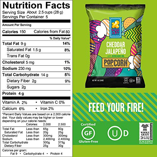 Pop Art Snacks Gourmet Popcorn - Cheddar Jalapeno With Avocado O