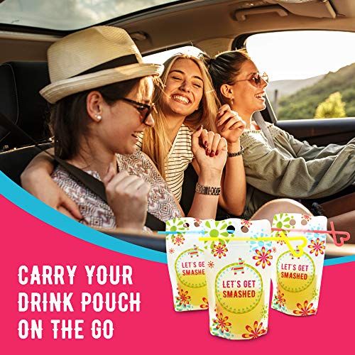 Fiesta Drink Pouches With Straw For Adults Freezable [50 Pack],