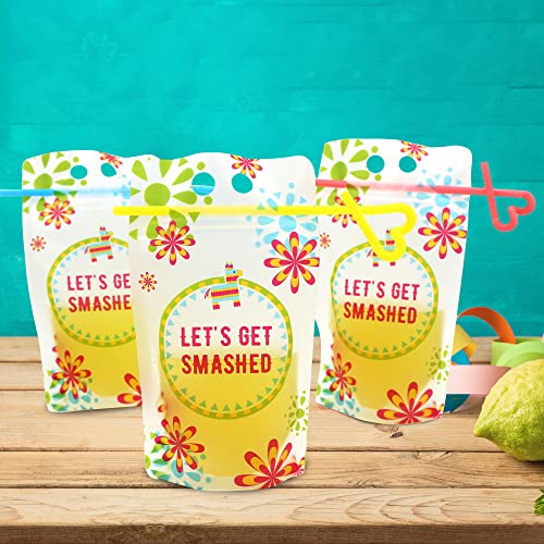 Fiesta Drink Pouches With Straw For Adults Freezable [50 Pack],