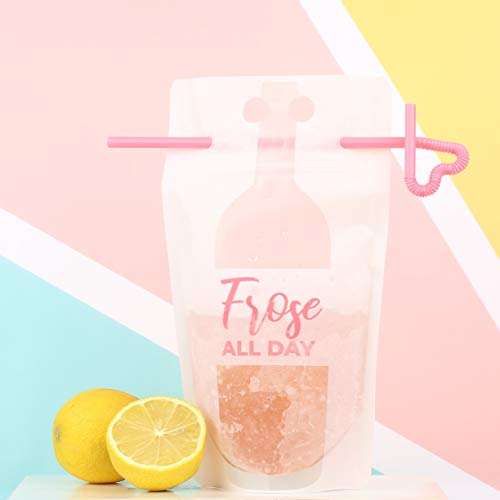 Frose All Day Drink Pouches with Straw for Adults freezable [50 ...