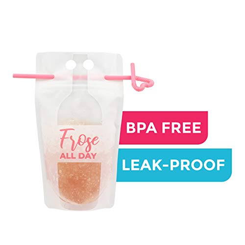 Frose All Day Drink Pouches with Straw for Adults freezable [50 ...