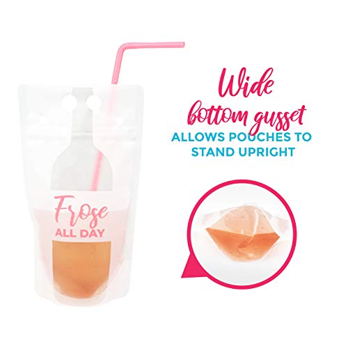 Frose All Day Drink Pouches with Straw for Adults freezable [50 ...