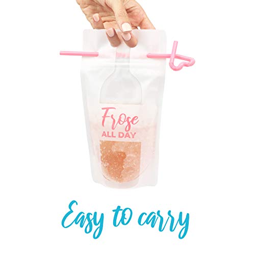 Frose All Day Drink Pouches with Straw for Adults freezable [50 ...