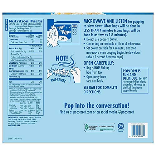 Pop Secret Home Style Popcorn, 30 Count, 3 Ounce Bags