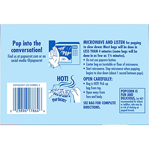 Pop Secret Popcorn, Homestyle, 3.2 Ounce Microwave Bags