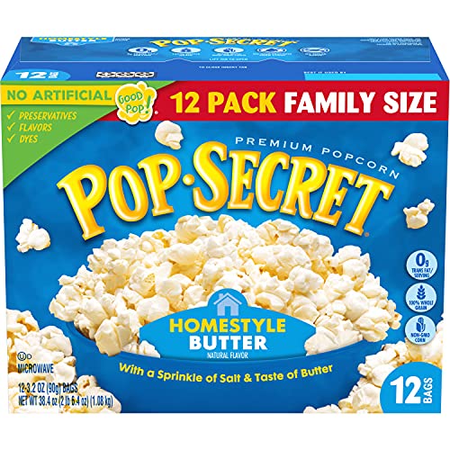Pop Secret Popcorn, Homestyle, 3.2 Ounce Microwave Bags