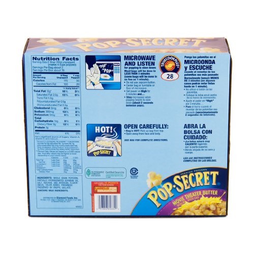 Pop Secret Movie Theater Butter Popcorn, 28 Count, 3.2 Ounce Bags