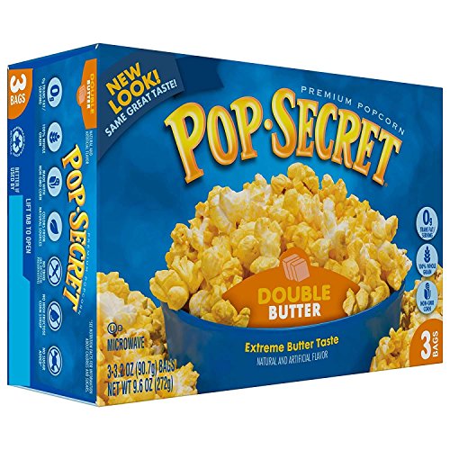 Pop Secret Popcorn, Double Butter, 3-Count Box 9.6 Oz