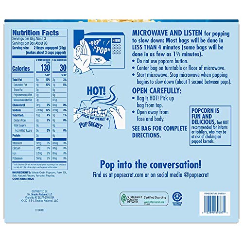 Pop Secret Popcorn, Movie Theater Butter, 3 Ounce Microwave Bags