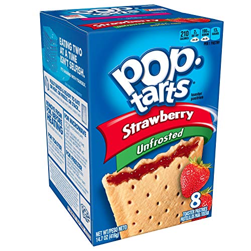 Pop-Tarts Breakfast Toaster Pastries, Unfrosted Strawberry Flavo