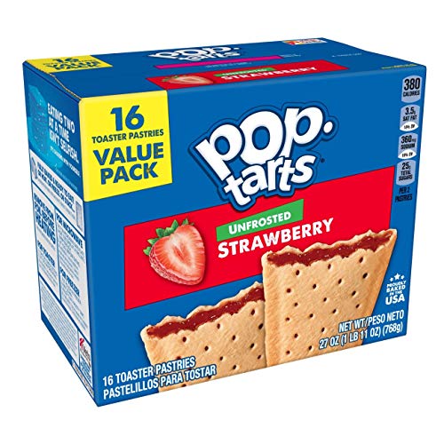 Pop-Tarts Breakfast Toaster Pastries, Unfrosted Strawberry, Valu