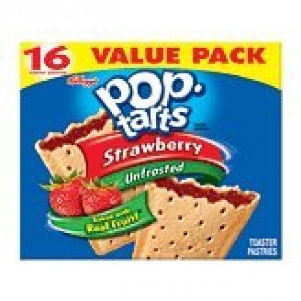 Pop-Tarts Strawberry Unfrosted Toaster Pastries 16 Toaster 29.3 Oz