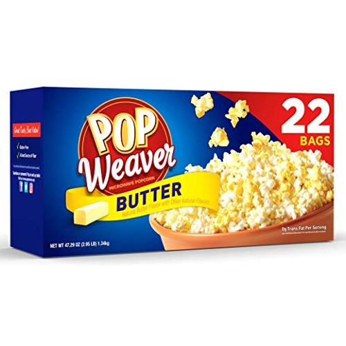 Pop Weaver Microwave Popcorn, Butter, 22 Bags Per Box