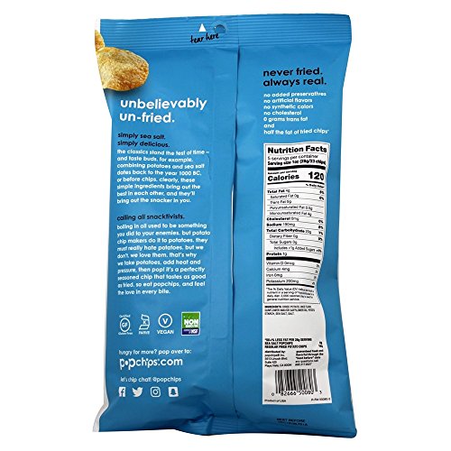Popchips Potato Chip - Sea Salt - Never Fried - No Gluten - Non