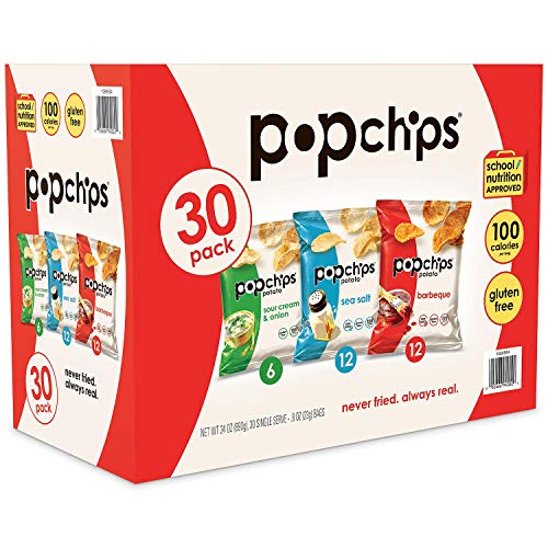 Popchips Potato Chips 3 Flavor Variety Pack Single Serve 0.8 Oz