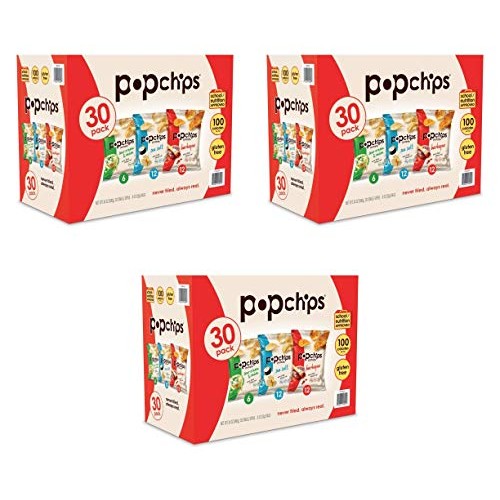 Popchips Potato Chips 3 Flavor Variety Pack Single Serve 0.8 Oz
