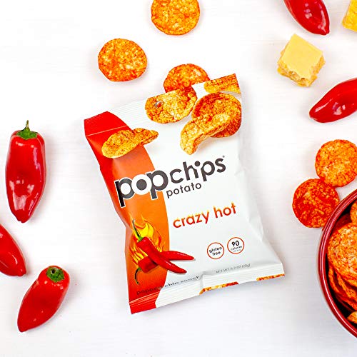 Popchips Potato Chips, Crazy Hot, 0.7 Ounce Snack Packs, 0.8 Oun