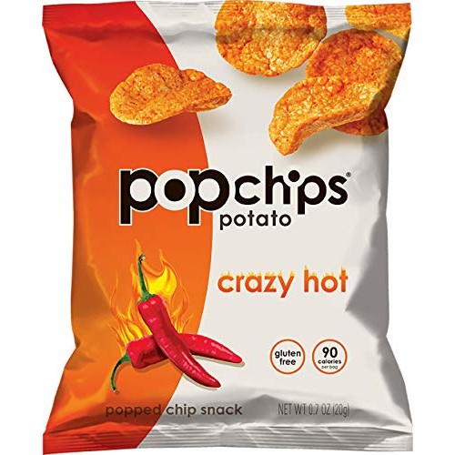 Popchips Potato Chips, Crazy Hot, 0.7 Ounce Snack Packs, 0.8 Oun