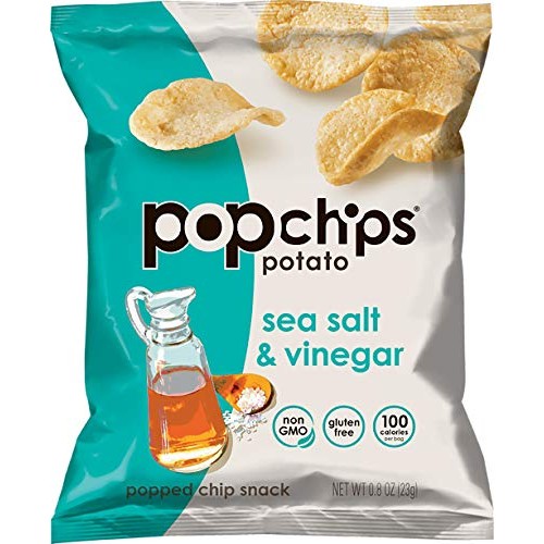 Popchips Potato Chips, Sea Salt And Vinegar, 0.8 Ounce Pack Of 24