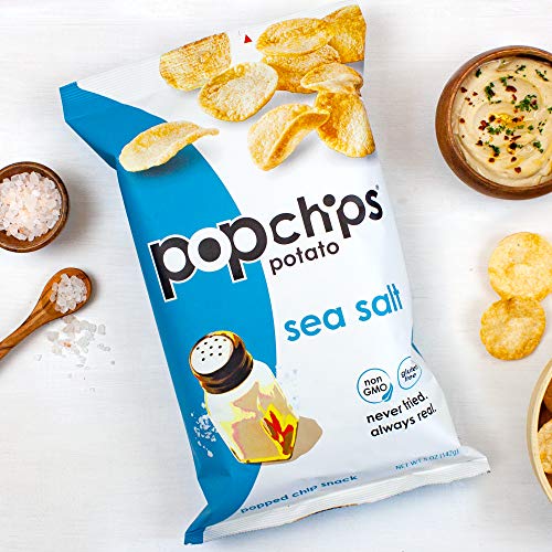 Popchips Potato Chips, Sea Salt Flavor, 0.8Oz Pack Of 24