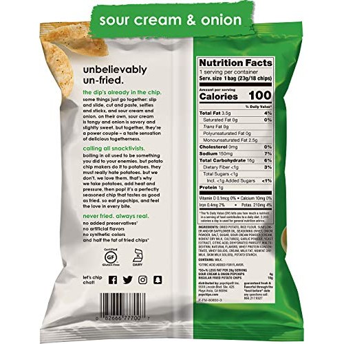Popchips Potato Chips, Sour Cream And Onion, 0.8 Ounce Pack Of 24