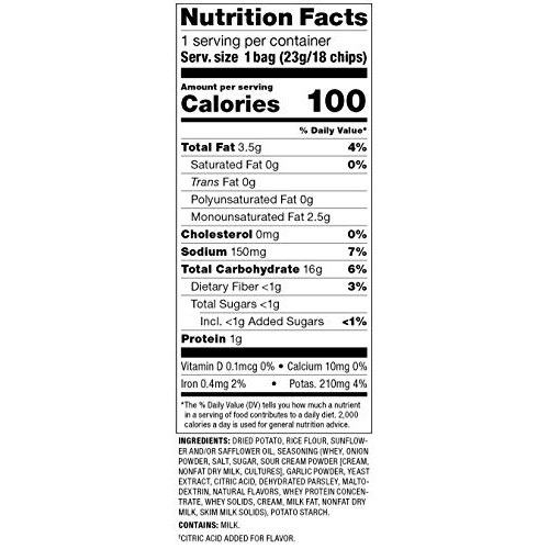 Popchips Potato Chips, Sour Cream And Onion, 0.8 Ounce Pack Of 24