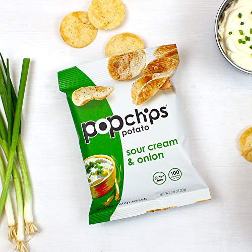 Popchips Potato Chips, Sour Cream And Onion, 0.8 Ounce Pack Of 24