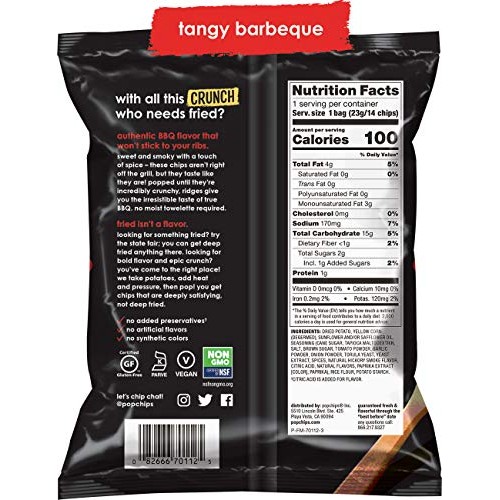 Popchips Ridged Potato Chips, Tangy Bbq, 0.8 Ounce Single Serve