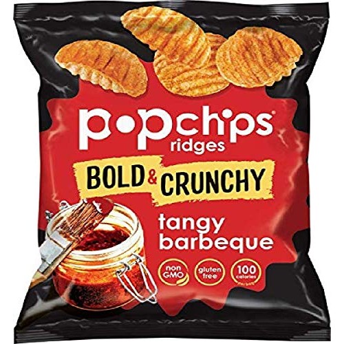 Popchips Ridged Potato Chips, Tangy Bbq, 0.8 Ounce Single Serve
