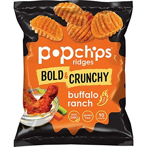 Popchips Ridges Buffalo Ranch Potato Chips Single Serve 0.7 Oz B